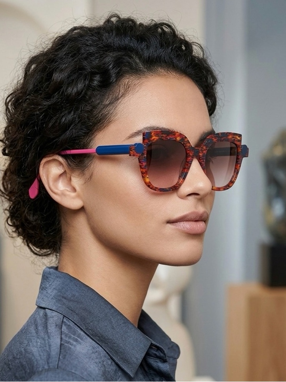 New FACE A FACE SOTSAS 2 8032 Bold Tortoiseshell Cat-Eye Sunglasses, Authentic